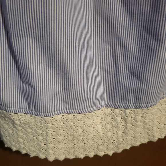 Song of Style Off Shoulder Ruffled Sleeve Blue Striped Cotton Dress Size Large - Picture 3 of 6